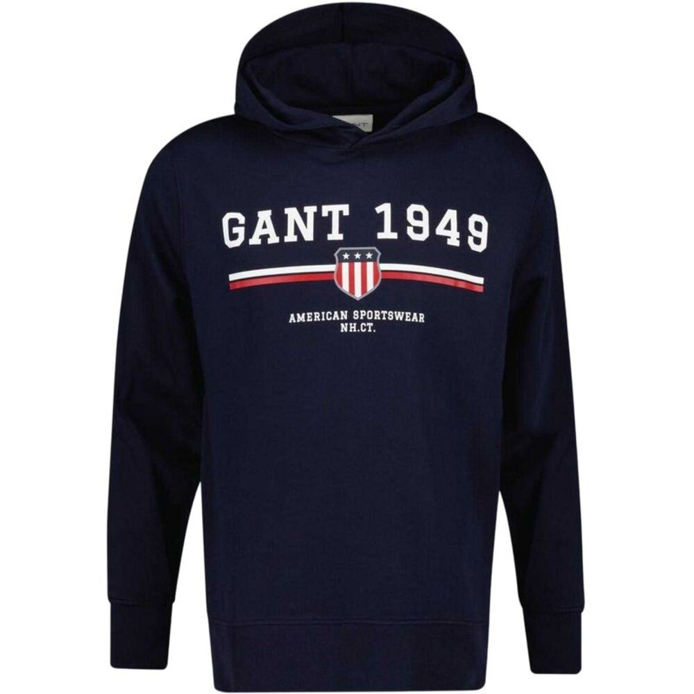 Gant Mens 1949 Graphic Print Drawstring Hoodie / Evening Blue